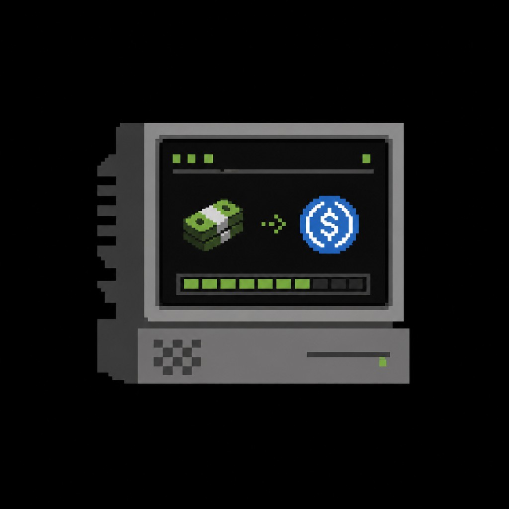 PCMONEY — cash to digital coin on retro terminal
